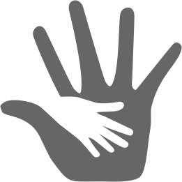 Icon: Eine kleine Hand legt sich in eine große Hand